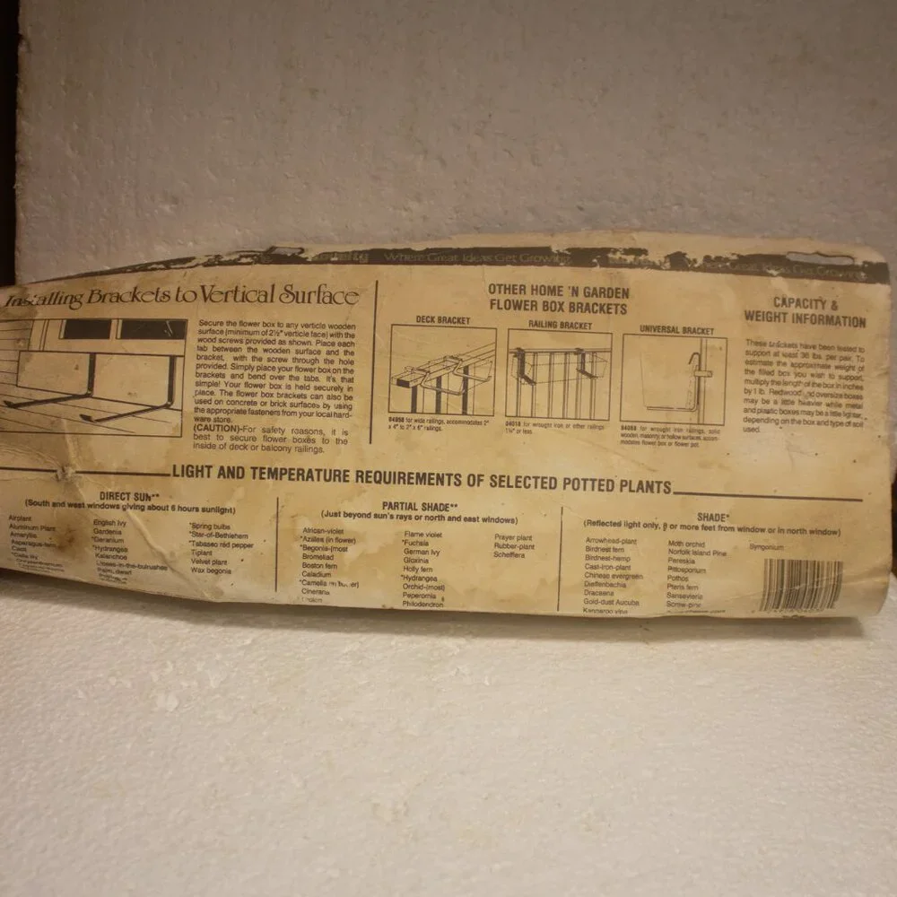 Vintage Flower Box Wall Brackets New Old Stock